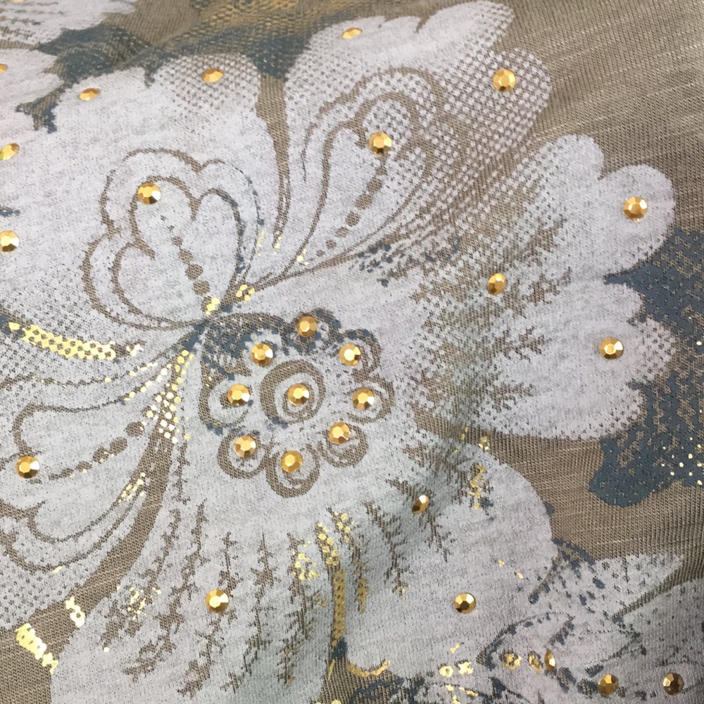 Style & Co Floral Gold Studs T Shirt - Picture 4 of 6
